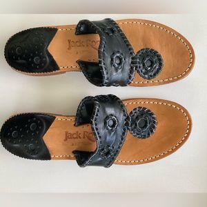 Jack Rogers black leather thong sandals